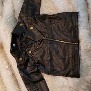 Black never worn Faux leather Toddler boys/girls motorcycle jacket